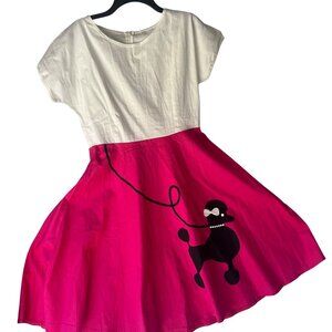 Poodle Skirt Dress Retro 50s Style Pink & White Dress Size XL